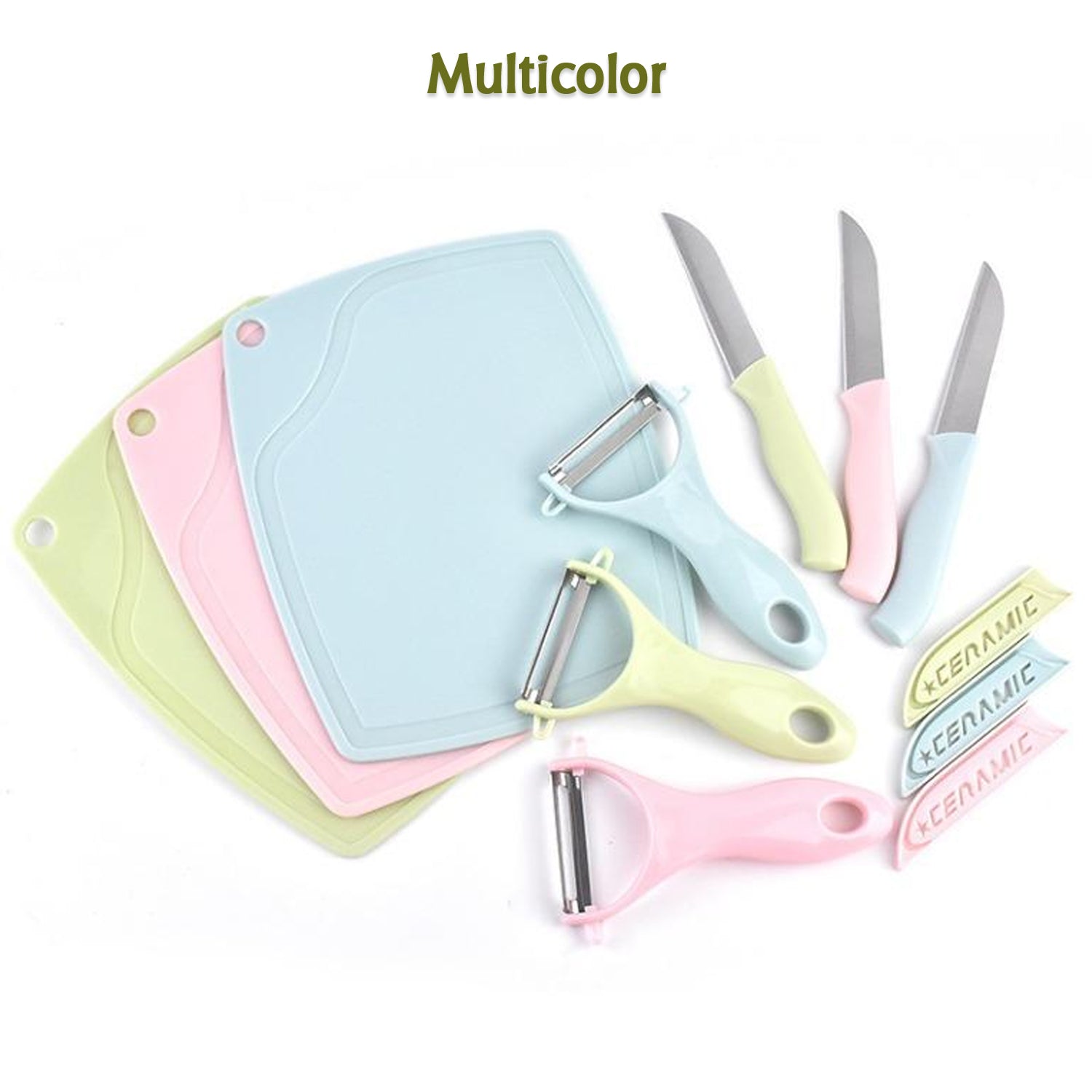 5207 Plastic Kitchen Peeler - Green & Classic Stainless Steel 3-Piece Knife Set Combo 5207 Plastic Kitchen Peeler - Green & Classic Stainless Steel 3-Piece Knife Set Combo